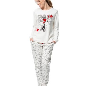 Pijama largo mujer algodón 100% Señoretta 212543 blanco crudo