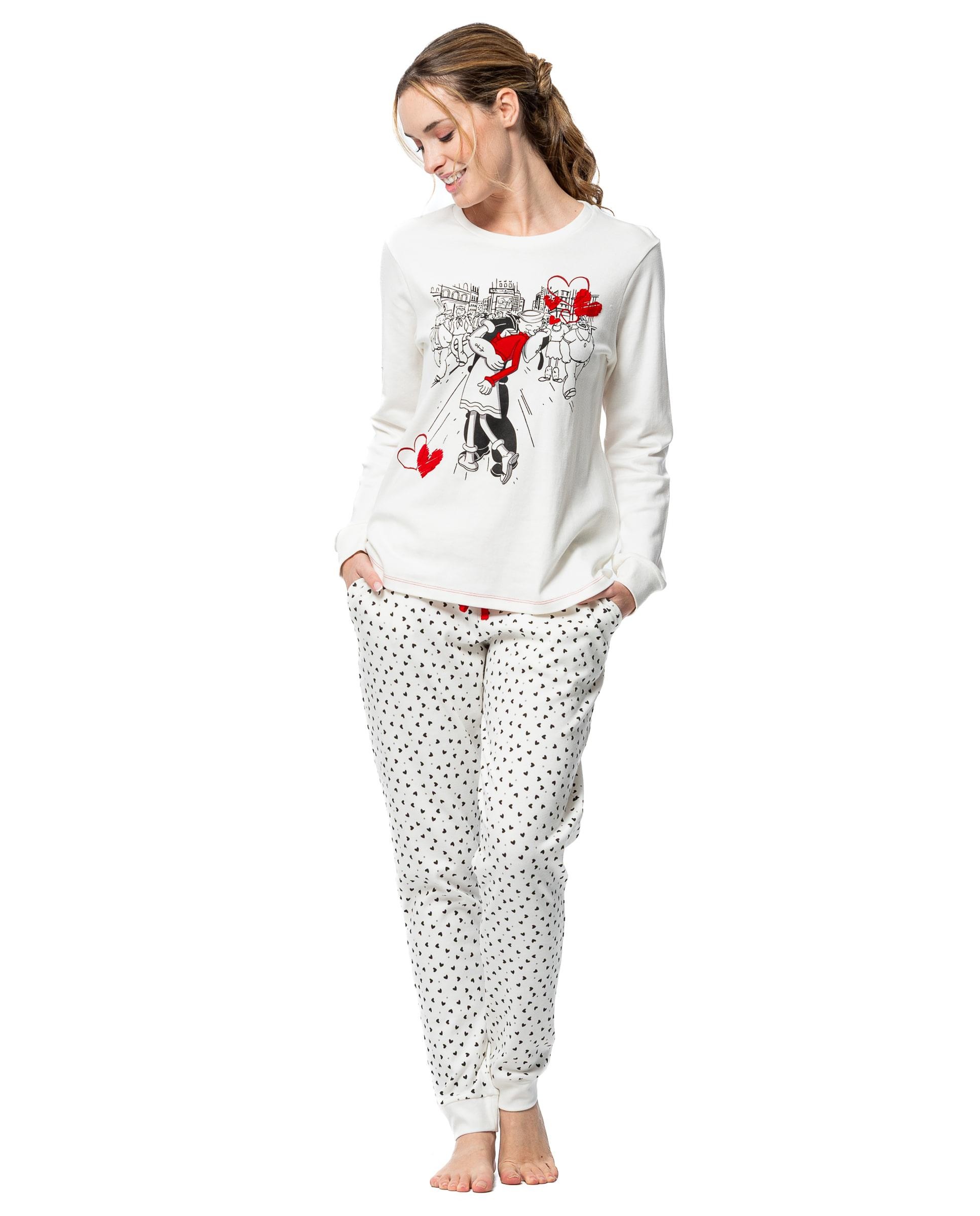 252143_13_10adl Pijama largo mujer algodón 100% Señoretta 212543 blanco crudo