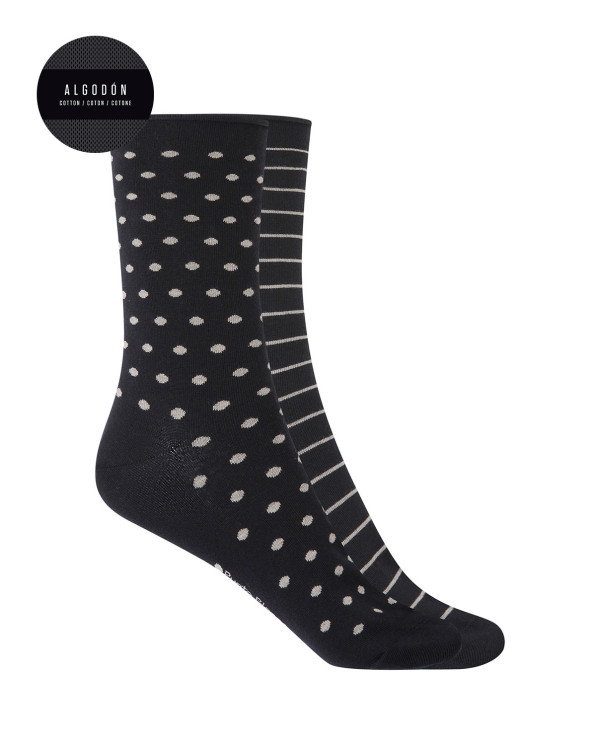 pack-de-2-pares-de-calcetines-de-algodon-fantasia-puno-roule CALCETINES PUNTO BLANCO 7563810 MUJER PACK 2