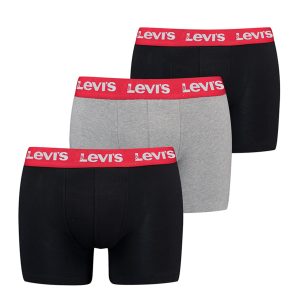 Pack 3 bóxers Levi’s 701236673 para hombre en algodón elástico con cinturilla reciclada, portañuela doble capa y pernera anti-deslizante”