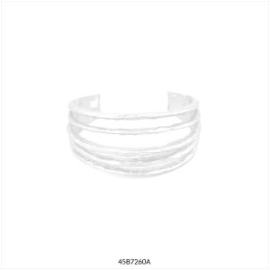 Pulsera Marcia Tropic Art 45B7260A plateada tipo brazalete multicapa, 3 cm, hipoalergénica