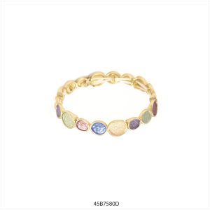 Pulsera Vinyet Tropic Art 45B7580D dorada elástica con piezas ovaladas multicolor, 6 cm, hipoalergénica