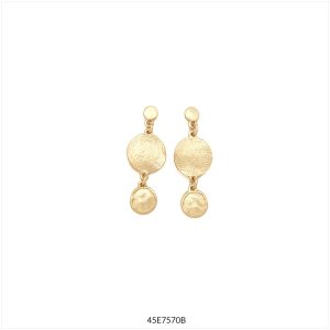 Tropic Art, Pendientes, Fall, Dorado, Discos, Martelé, Hipoalergénicos, Sin níquel, Cierre presión, Evento