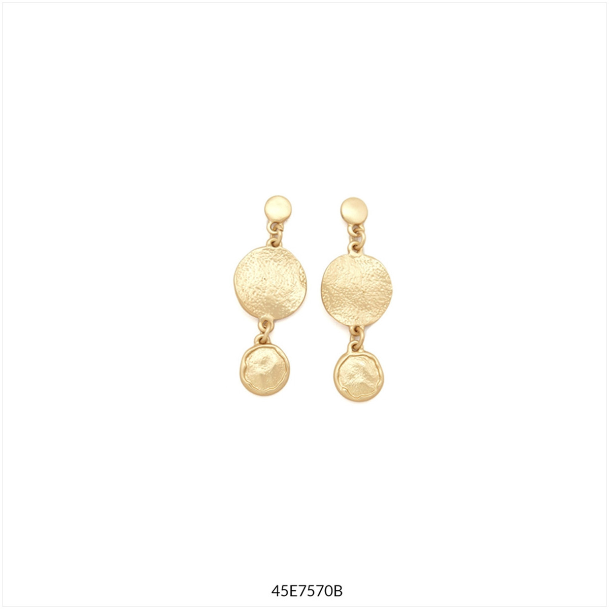 45e7570b-pendiente-fall Tropic Art, Pendientes, Fall, Dorado, Discos, Martelé, Hipoalergénicos, Sin níquel, Cierre presión, Evento