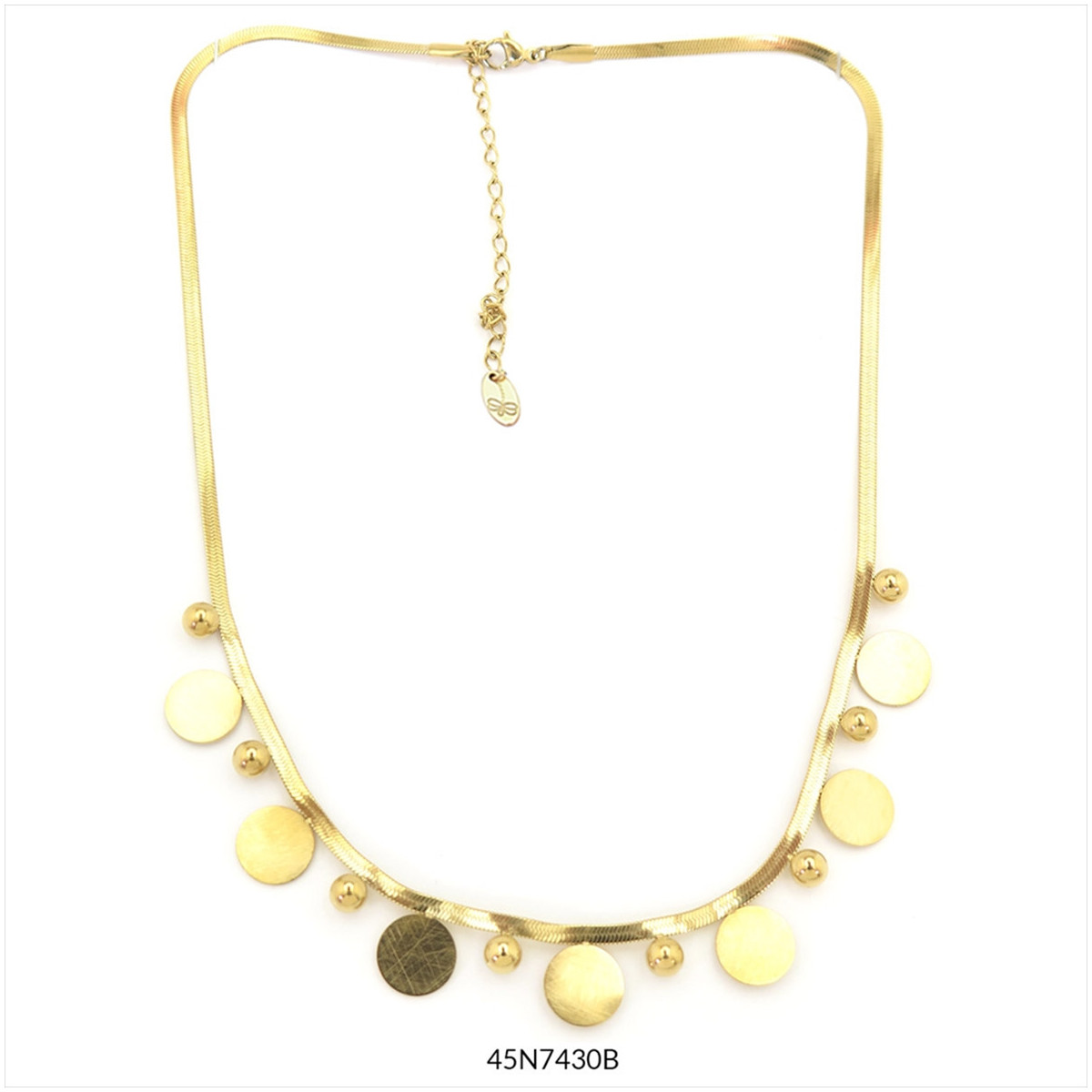 45n7430b-acero-inox-collar-vaiana Collar Vaiana Tropic Art 45N7430B dorado con detalles redondos de 1 cm y cadena extensora