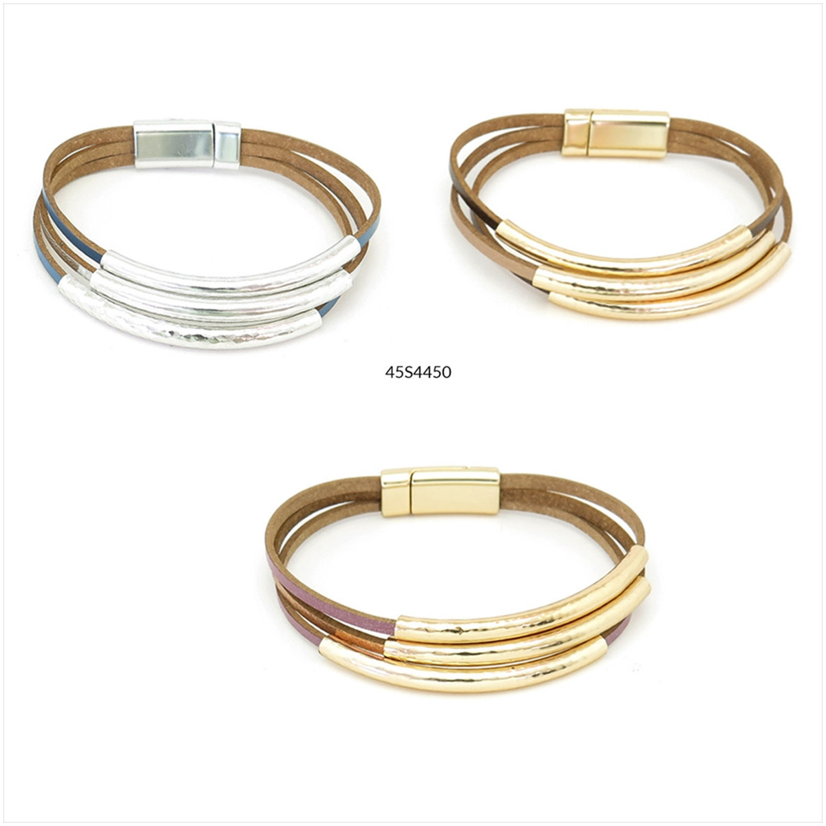 45s4450-set-pulseras-snake-6x350 Pulsera Snake Tropic Art 45S4450 multicintas con tubos metálicos y cierre imantado