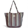 Bolsa Shopper Bosque De La Mur grande jacquard a rayas granate y azul con cremallera y asas al hombro – 51x37x22 cm