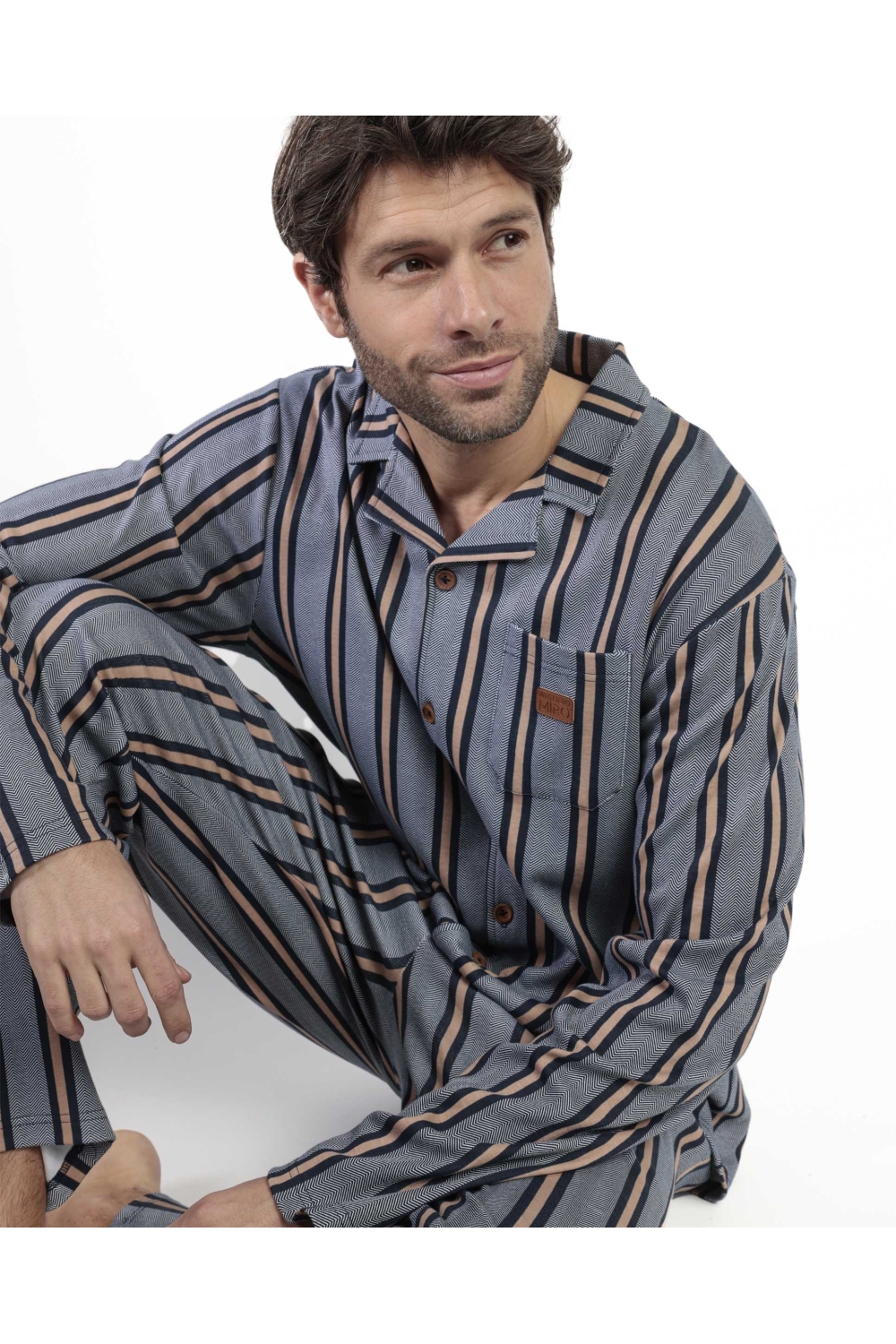 antonio-miro-pijama-manga-larga-abierto-pointe-para-hombre-marino (3) Pijama Adnas 63181 marino abierto