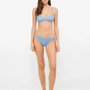 Bikini Gisela 2/30358+2/30359 en piqué estampado azul y blanco, top sin aro con foam extraíble y braguita a juego